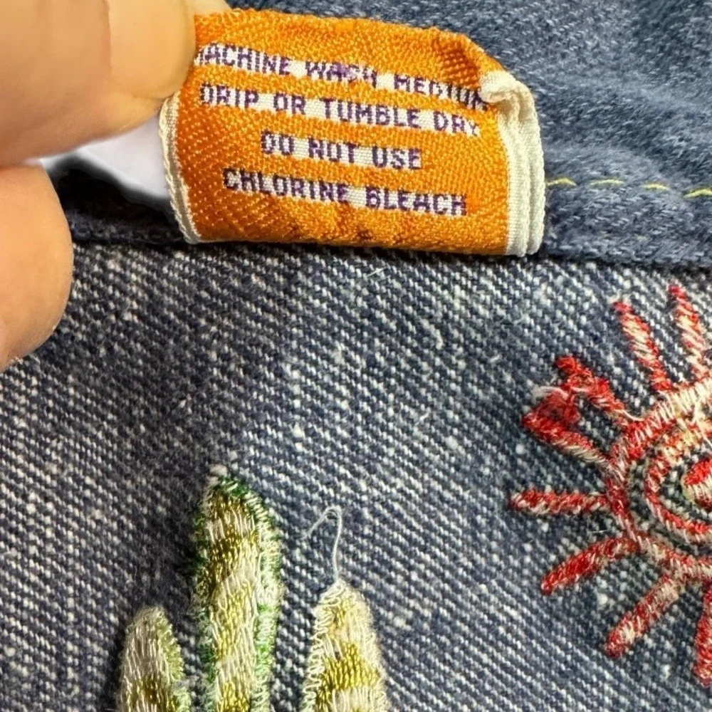 Vintage Denim Jacket‎ Kids Embroidered Western Tipi Indian Sun Toddler size 2